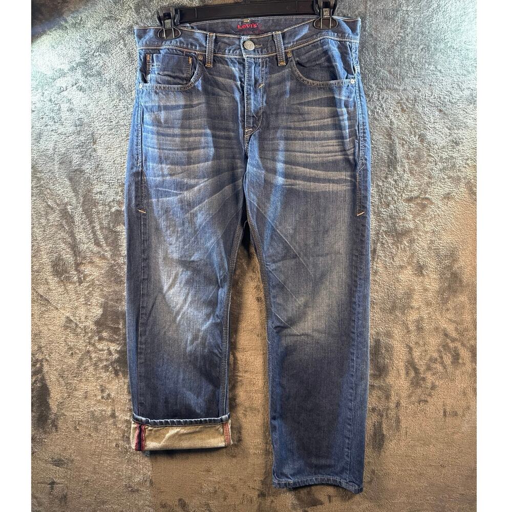 Y2K 2009 Levi’s Red Dark Denim Selvedge Straight Jeans 34x30